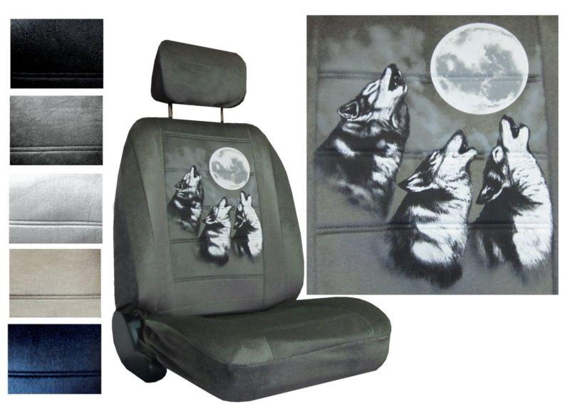 Howling wolves to moon 2 low back bucket seat covers car truck suv pp #3