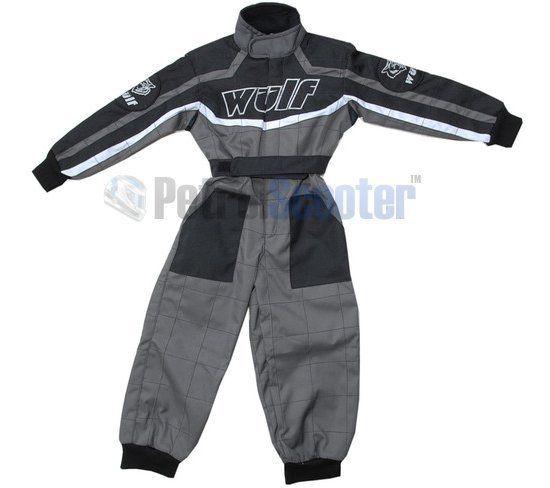 Wulfsport kids grey race suit overal 9 - 11 quad pit pocket mini moto bike
