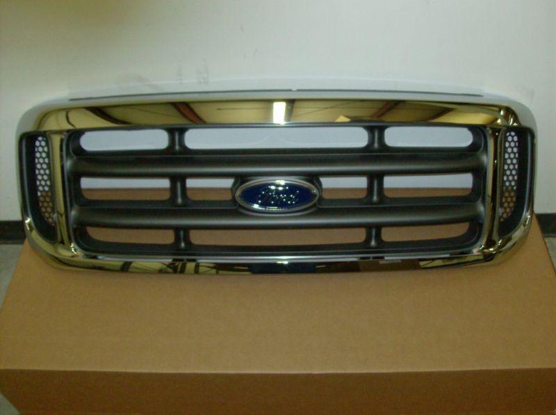Ford f250 f350 chrome grille grill new oem part 1c3z 8200 baa 1999 2004