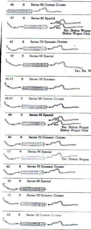 1940-1948 oldsmobile exhaust, l-40, series 78, 90 & 98, 8 cylinder, aluminized