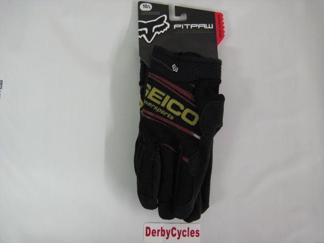 Fox geico pitpaw gloves black size 10 l 03225-001 l 10