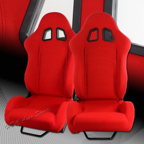 Universal type-1 full reclinable red cloth red stitching racing seat + silder