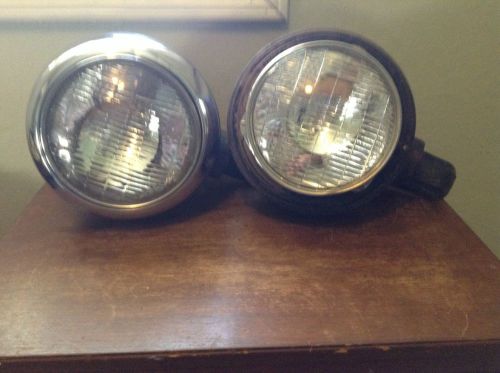 Pair vintage c.o.e. ? ford ? headlight head lamp with mounts old car truck