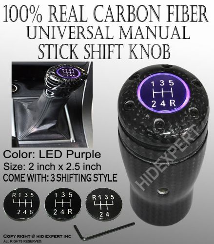 Icbeamer manual car carbon fiber short shifter shift knob w/ purple le lo1104