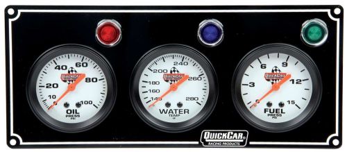 Quickcar 61-6712 3 gauge panel (op/wt/fp) imca dirt drag off road
