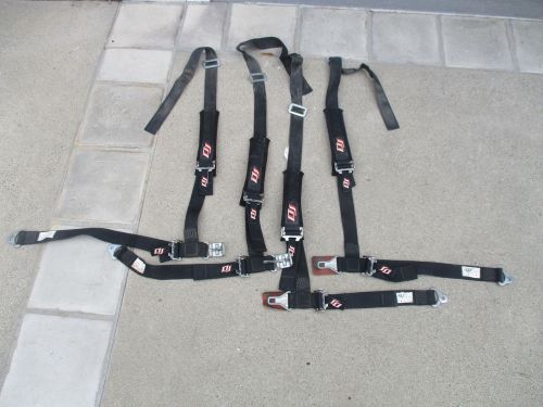 Qty 2 dj 4-point adjustable racing seat belt harness 2&#034; green shoulder strap