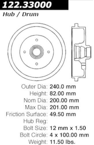 Centric parts 122.33000 rear brake drum