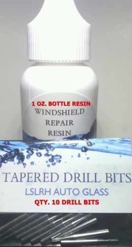 1oz. windshield repair clear pure resin (20cps thin resin) &amp; qty.10  drill bits