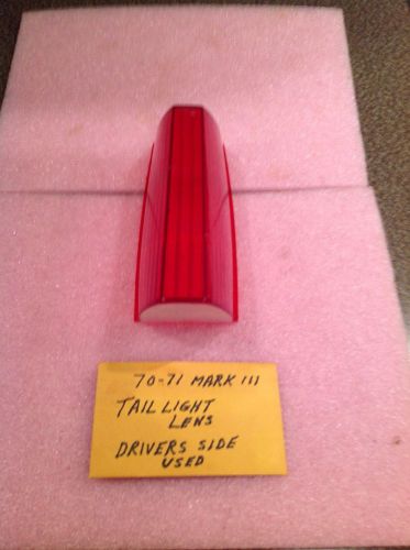 One drivers side rear taillight lens used for 1970-71 lincoln mark iii