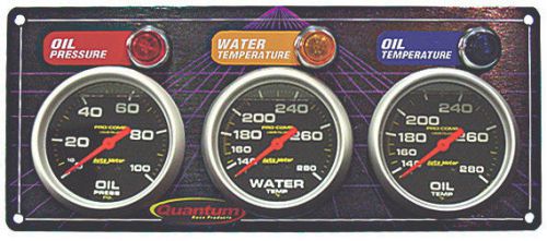 Quantum race products 3 gauge panel-op-wt-ot sport comp p/n 300-4300