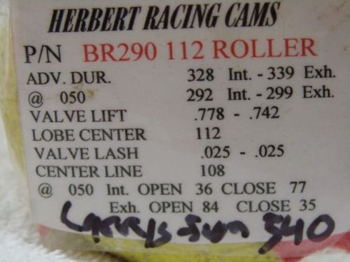 Hebert cams bb chevy solid roller camshaft br290-112 468 496 540 555 565 598