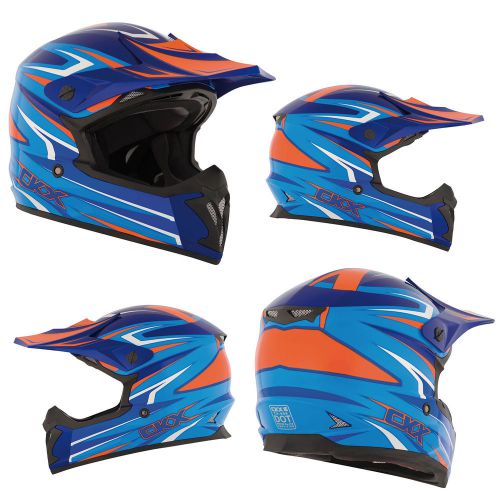 Mx helmet ckx tx-696 free spirit blue/orange adult xsmall motocross off road