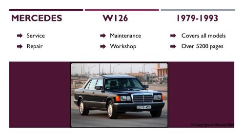 Mercedes-benz w126 service repair manual 1979-1993 300 350 500 560 se sel etc.