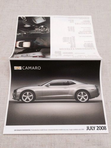 2010 camaro dealer confidential 2011-15 zl1 ss 17x11 rare brochure collectible