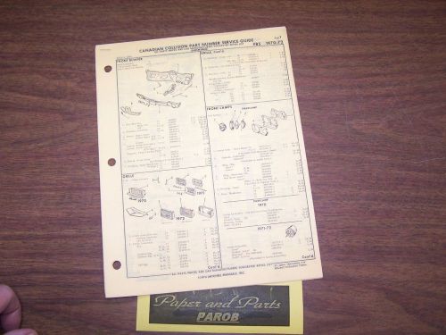 Canadian 1970 1971 1972 oldsmobile f85 cutlass 442 factory oem part number list