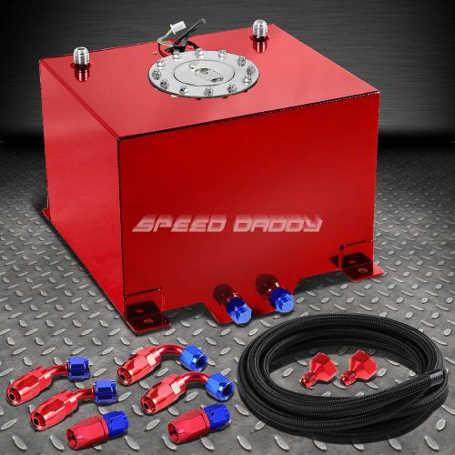 8 gallon/30.5l red aluminum fuel cell gas tank+level sender+nylon fuel line kit