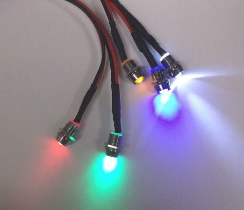 5 bbt heavy duty 12 volt multi color led indicator lights in chrome bezels