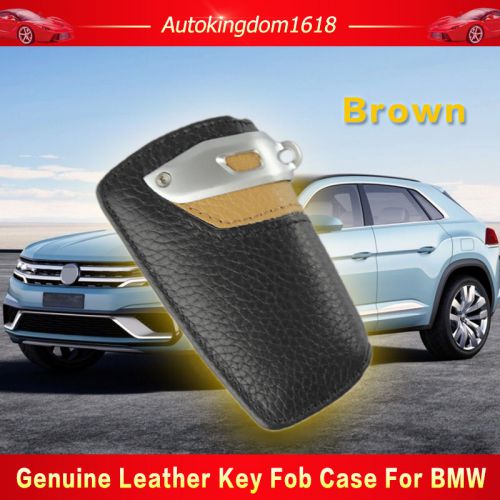 Genuine leather key fob holder cover case for bmw 1-7 series x3 black &amp; yellow