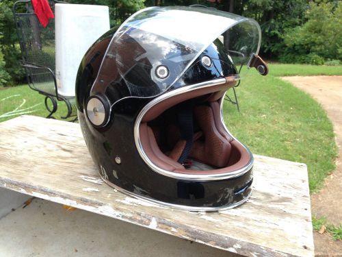 Bell bullitt black glossy medium full face motorcycle helmet retro