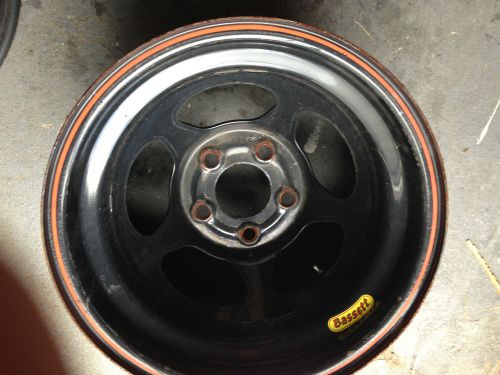 Bassett inertia racing wheel black 15x10 5&#034;bs 5on5 bolt imca late model aero