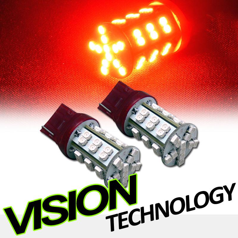 2pc red 7440 42x smd led front bumper/corner turn signal light bulbs 7444 7444a