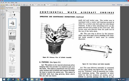 Continental engine w-670 overhaul and parts manual set
