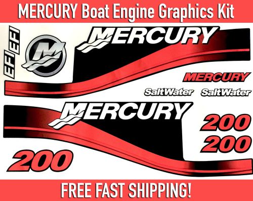 Mercury outboard engine 200hp saltwater decal refresher kit 125-250+ hp&#039;s