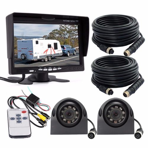7&#034; tft lcd monitor+2x 33ft 4pin nightvision side view ccd camera for truck van