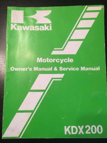 Kawasaki oem kdx 200 c1 owner&#039;s manual and service manual p/n 99920-1323-01