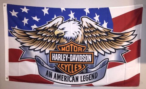 Harley davidson motorcycle american legend eagle flag banner garage 3x5 new