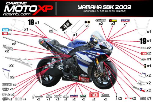 Stickers decal moto yamaha r1 r6 sbk 2009 racing