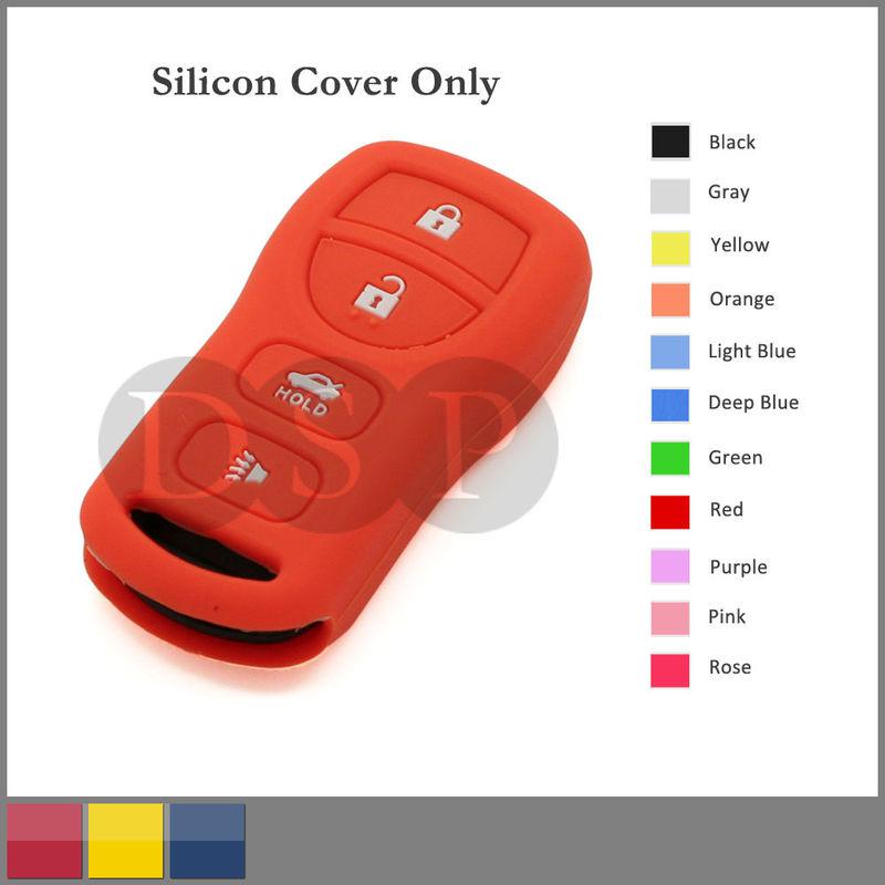 Silicone skin jacket cover holder for nissan remote key case shell 4 button or
