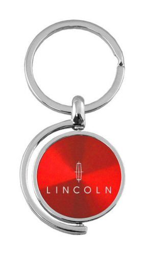 Red lincoln logo brushed metal round spinner chrome key chain spin ring