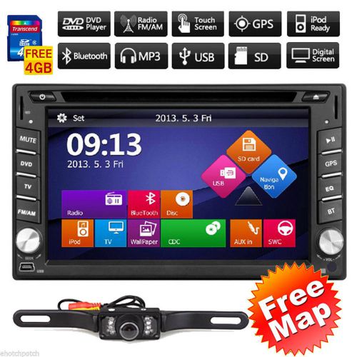 Gps navigation hd double 2din car stereo dvd player bluetooth ipod mp3 tv+camera