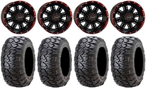 Madjax transformer black/red golf wheels 12&#034; 23x10-12 ultracross tires yamaha