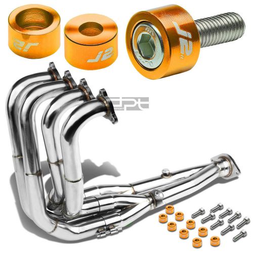 J2 for 94-01 dc2 b18c exhaust manifold tri-y header+gold washer cup bolts