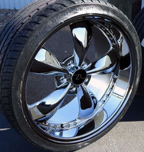 20&#034; chrome deep dish bullitt motorsports wheels tires 20x8.5 20x10 5x114.3 05-15