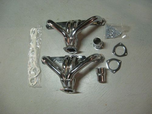 Small block chevrolet exhaust headers with 2 1/2 inch or 2 inch outlets chrome