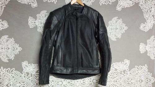 Bilt women&#039;s solid black leather/mesh padded motorcycle jacket sz uk 36 eur 46