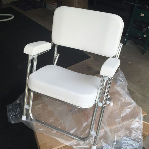 Seafit folding deck chair (1&#034; anodized aluminum) white vinyl marine lc