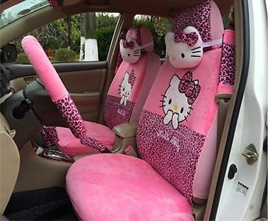 *** 18 piece pink leopard hello kitty car seat covers ***