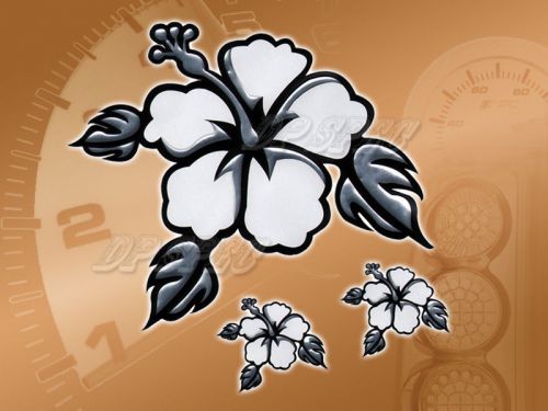 Pilot automotive yc-016 3d chrome auto decal hisbiscus flower 6in x 8in sticker