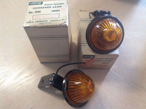 Nos pair cabco 1130 amber glass beehive light lamp auto truck motorcycle bullet