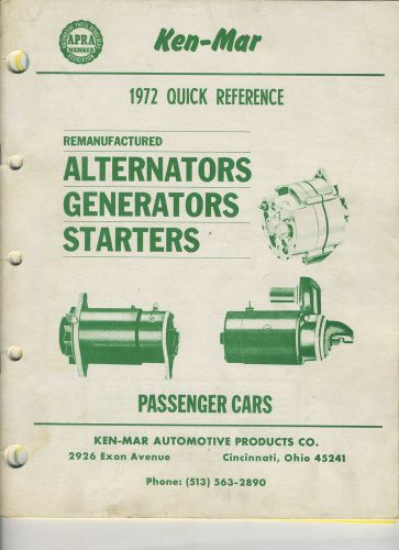 Vintage original 1972 ken mar automotive remanufactured alternators reference