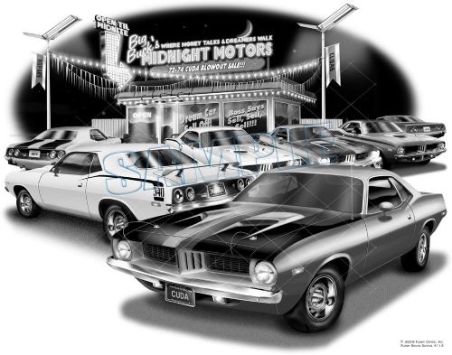 Mopar 1974,72,73,74 cuda muscle car auto art print #4112 &#034;free usa shipping&#034;