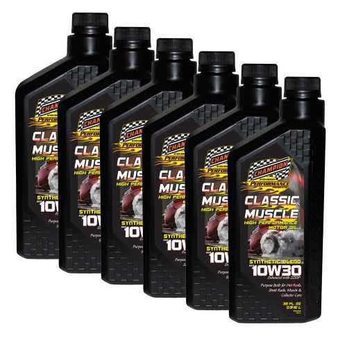 Champion motor classic &amp; muscle car engine oil 10w-30 synthetic blend 6 quarts