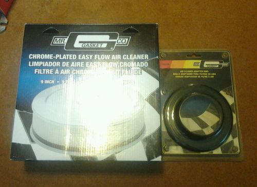 Mr. gasket co 9&#034; chrome plated easy flow air cleaner