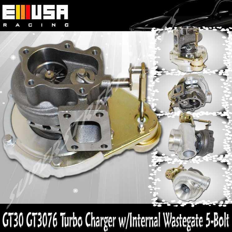 Turbocharger gt30 gt3076 w/internal wastegate 5-bolt 0.64 a/r turbine t25 12psi