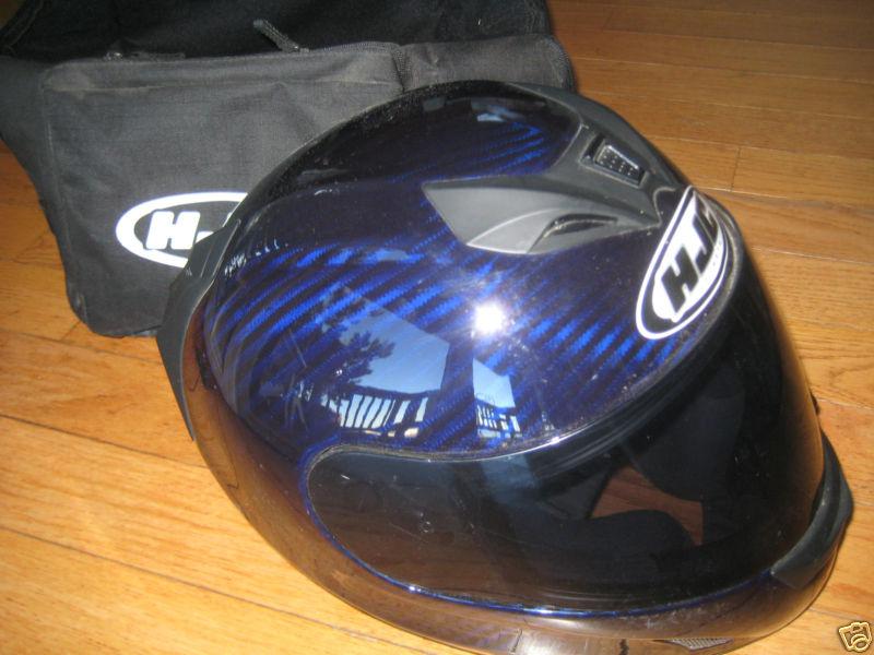 Hjc motorcycle black carbon fs-15 helmet, full face, mens med, extra faceshield!