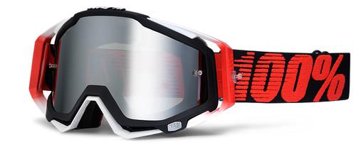 100% motocross goggles racecraft black / red - silver mirror lens